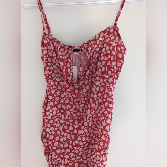 NWT CBR Floral Red Mini Ruched Dress Adjustable Straps Size S - Picture 4 of 5
